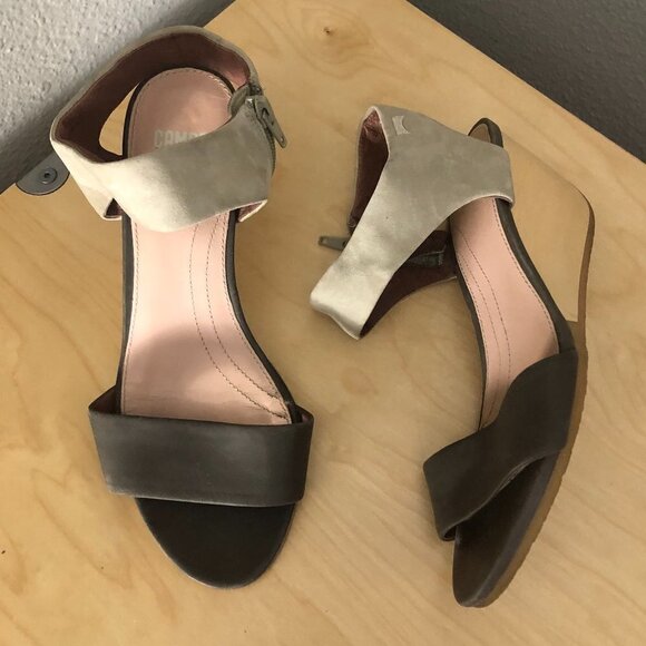 Camper Laura Leather Wedge Sandals - Picture 2 of 11